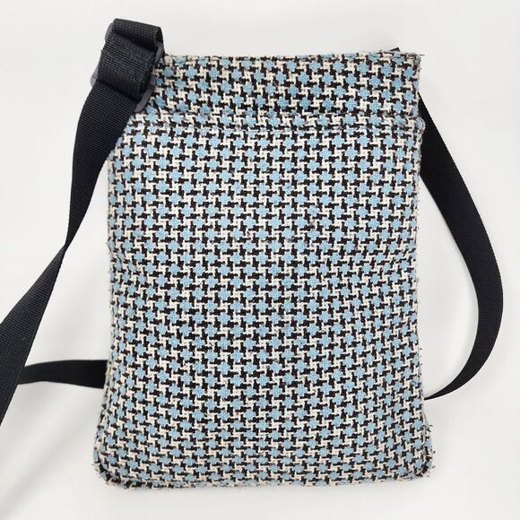 KAVU Keeper Crossbody Messenger Shoulder Bag Tweed Multi Pocket Blue White Black - Picture 5 of 15